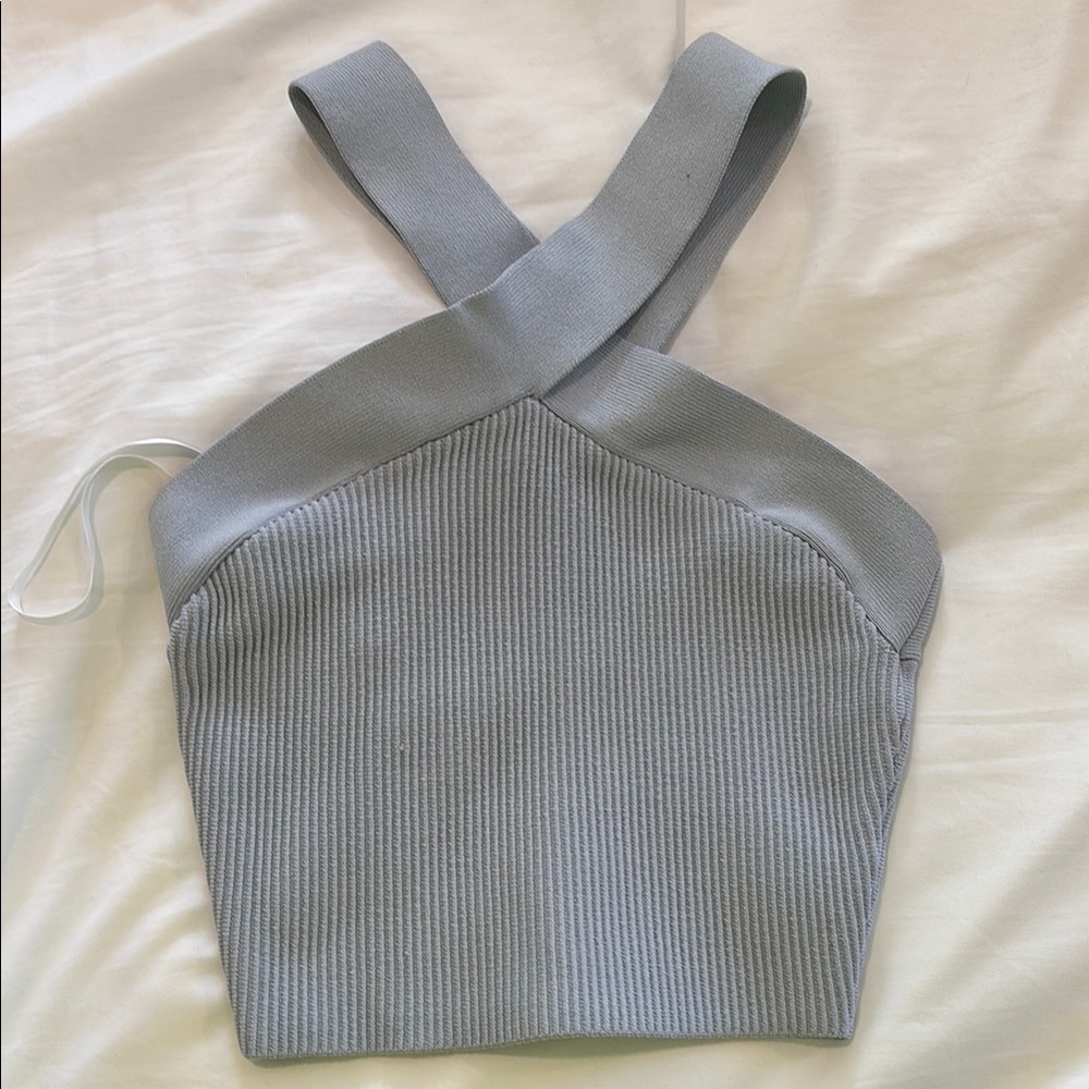 EUC Babaton Cropped Halter Ribbed Knit Tank